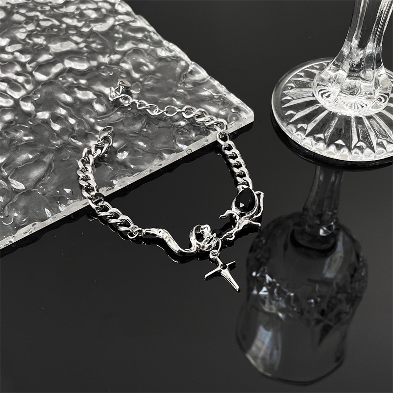 Vòng Tay Đính Đá Zircon Màu Tối Phong Cách Hiphop Đường Phố Thời Trang