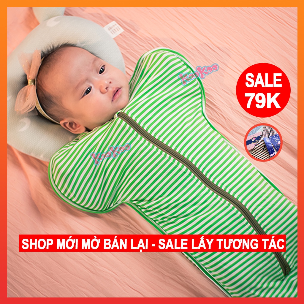 Nhộng Chũn Cho Bé Chính Hãng KooKoo Co giãn 4 chiều xịn rẻ hơn cocoon, Quấn Chũn Cho bé Giúp Bé Ngủ Ngon