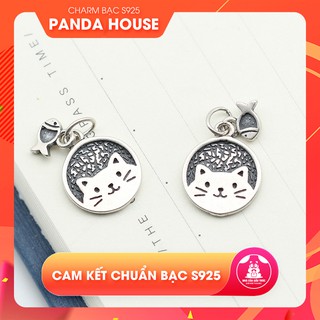 Charm bạc s925 hình mèo và cá (charm treo) size 12.3x14.8mm - Panda House