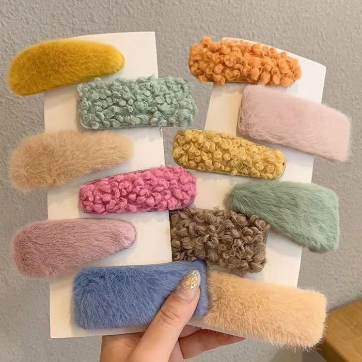 Kẹp Tóc Lông Cừu Xinh Xắn Đáng Yêu Phong Cách Hàn Quốc Cho Nữ