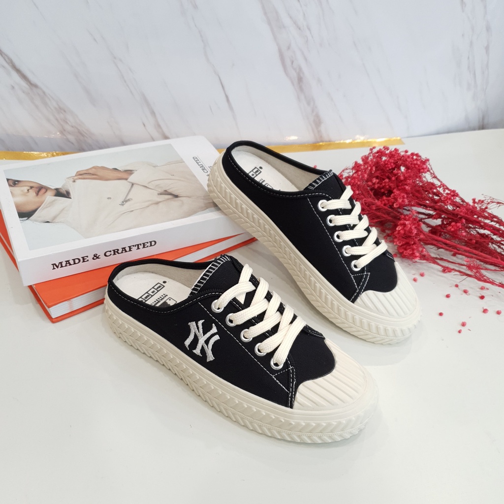 Giày bệt nữ, sục thể thao nữ B Shoes, thêu chữ NY, sục bata đạp gót, đế cao su cao cấp - hàng xịn fullbox M2