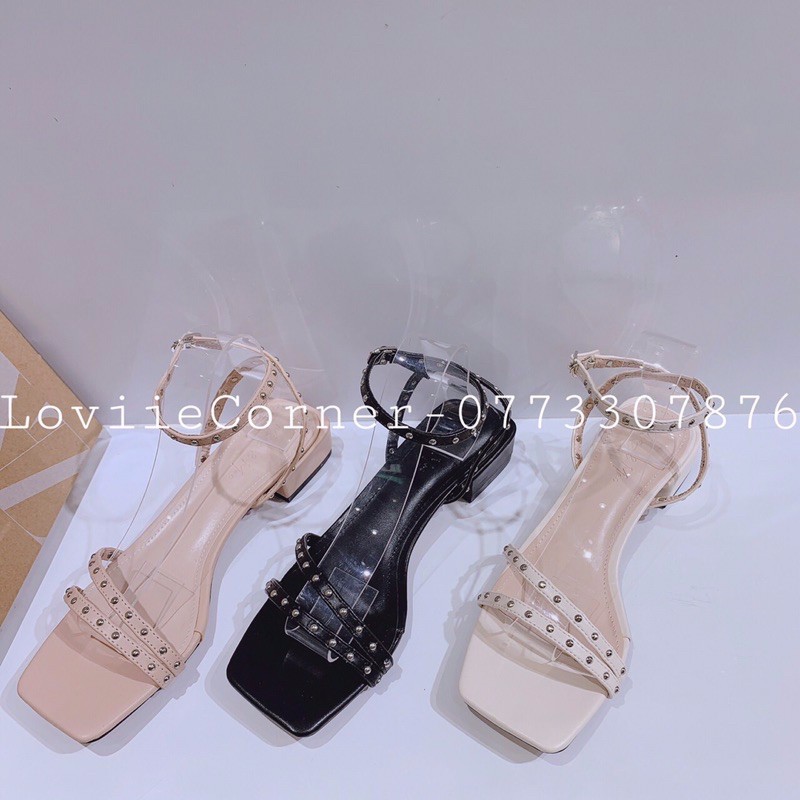 LOVIIECORNER- SANDAL QUAI MẢNH DÂY CHÉO - GIÀY SANDAL NỮ ĐẾ BỆT DÂY MẢNH QUAI CHÉO - SANDAL CAO GÓT ĐẾ VUÔNG S210324