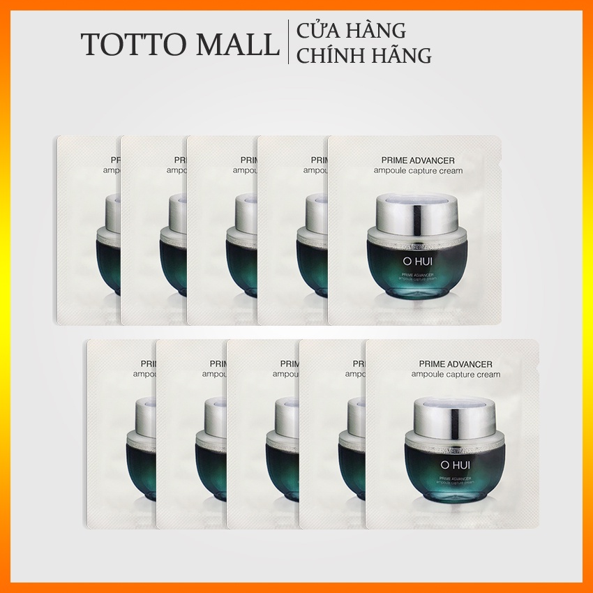 [Date 24 - 10 gói] Kem dưỡng trẻ hóa da Ohui Prime Advancer Ampoule Capture Cream 1mlx10 - Kem Ohui Xanh