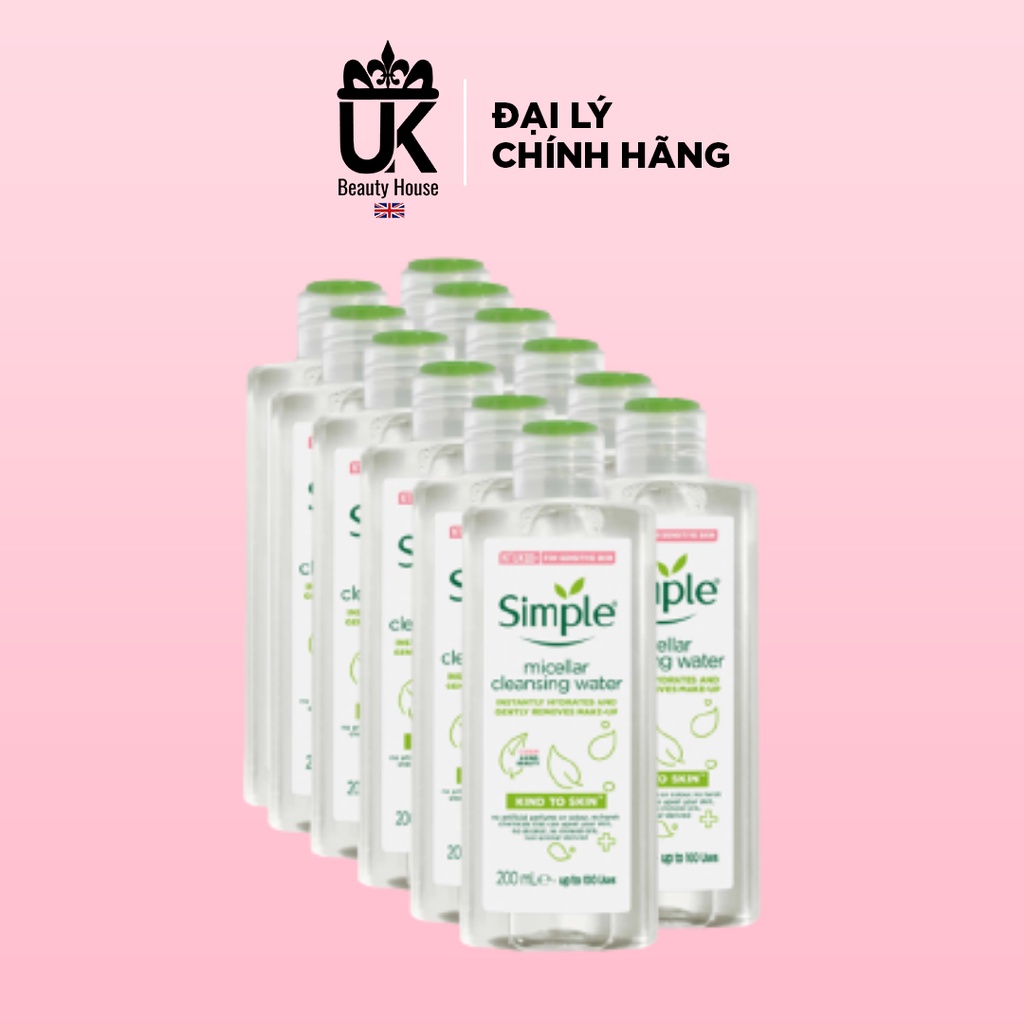 (BÁN SỈ) COMBO 12 CHAI NƯỚC TẨY TRANG SIMPLE MICELLAR CLEANSING WATER 200ML