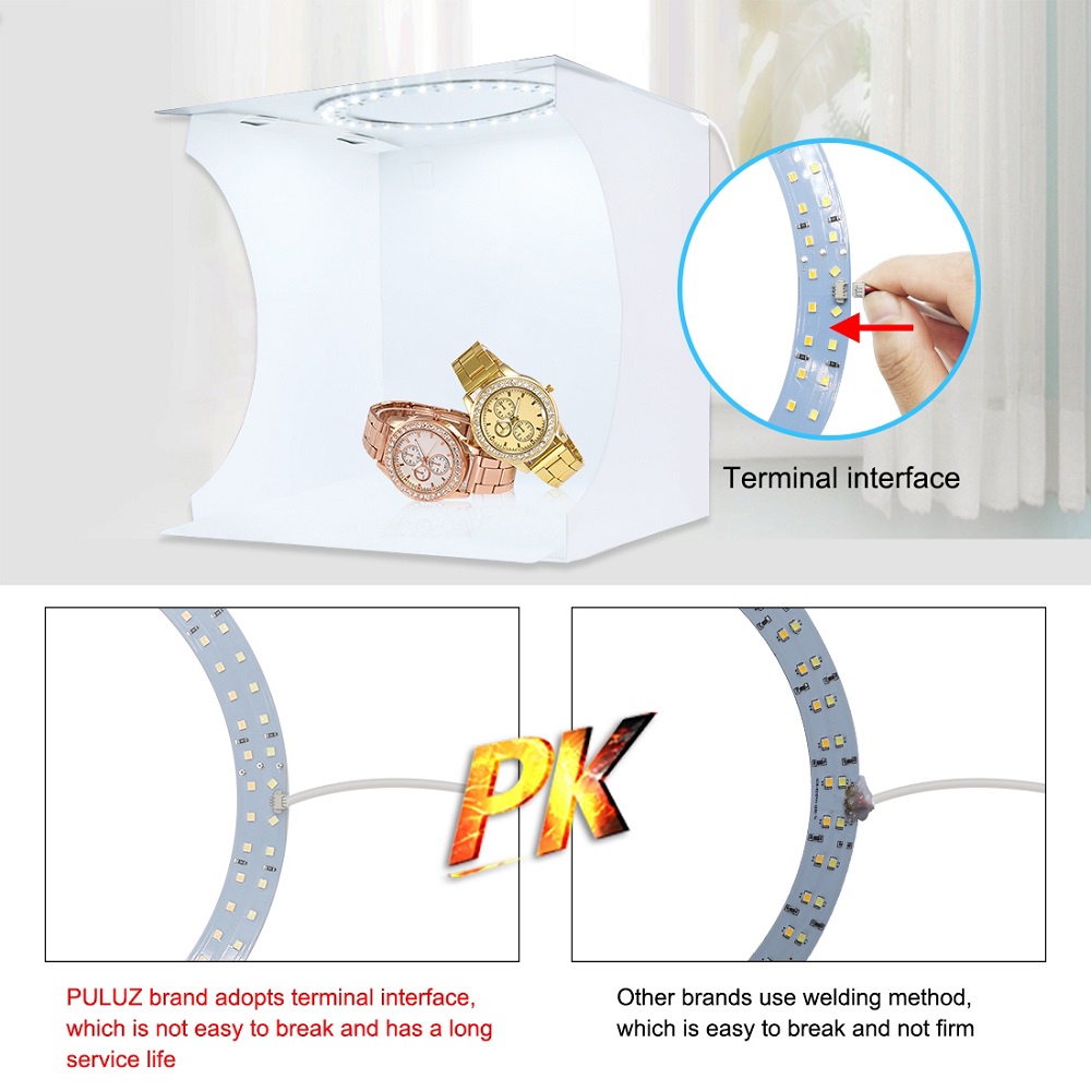 PULUZ Bảng đèn LED chụp ảnh có thể gập lại 6 màu 20cm 24cm X 23cm X 22cm