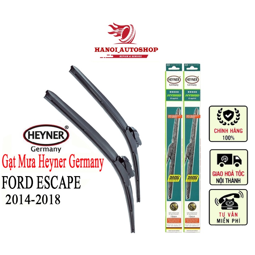 Gạt Mưa ô tô Xe Ford Escape 2014-2018,Bộ gạt mưa xương mềm Heyner Germany Chính Hãng Đức 28*28