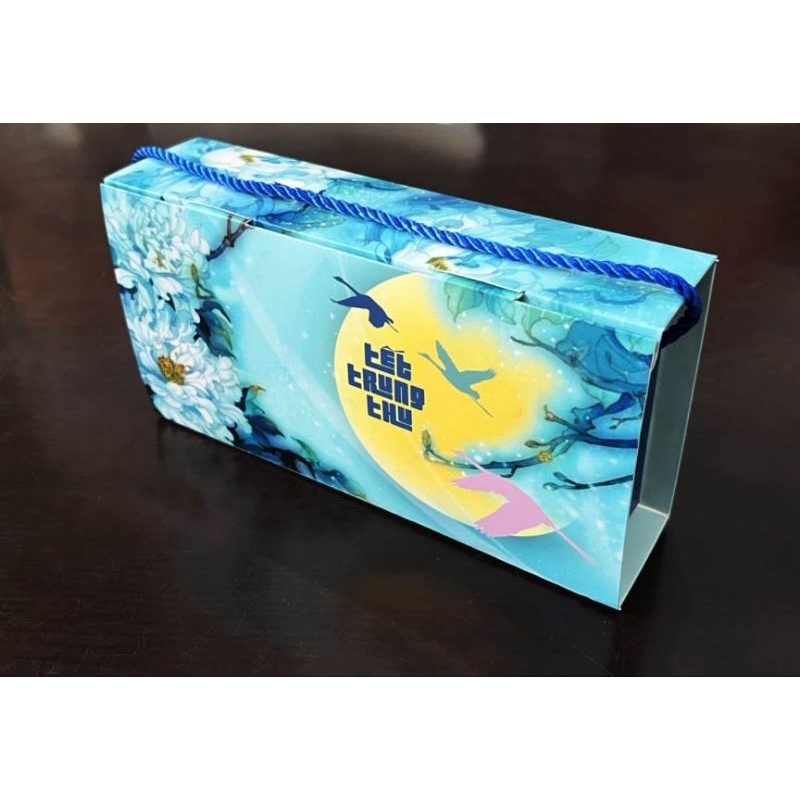 Hộp trung thu 2 bánh ⚡ CAO CẤP ⚡ hộp đựng bánh trung thu hoa xanh mang lại giáng vẻ thanh lịch sang trọng