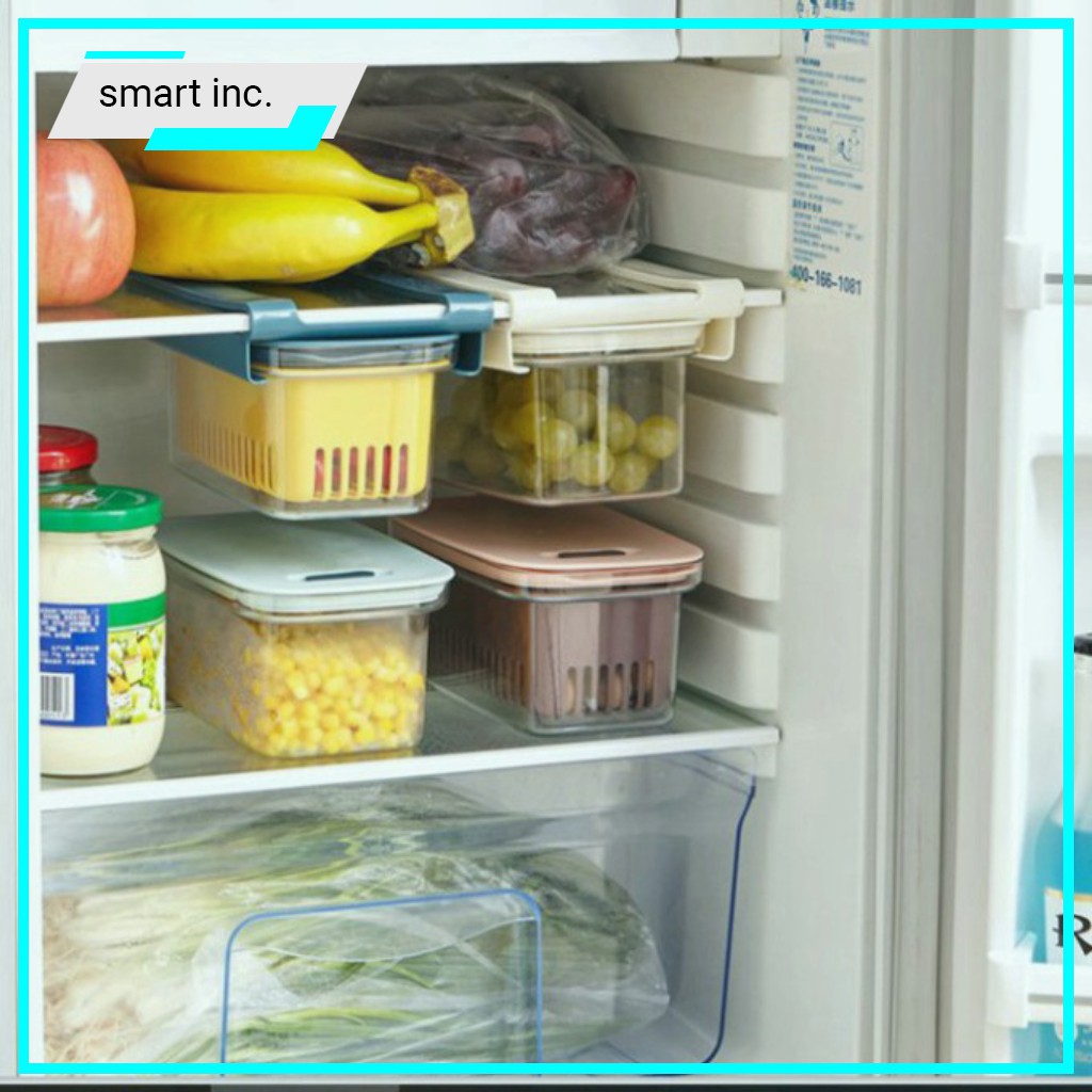 Khay Kệ Nhựa Ngăn Khay Cài Gắn Treo Tủ Lạnh ⚜️FREESHIP⚜️ Đựng Đồ Thức Ăn Thực Phẩm Rổ Gấp Gọn Để Ngăn Mát Tủ Lạnh