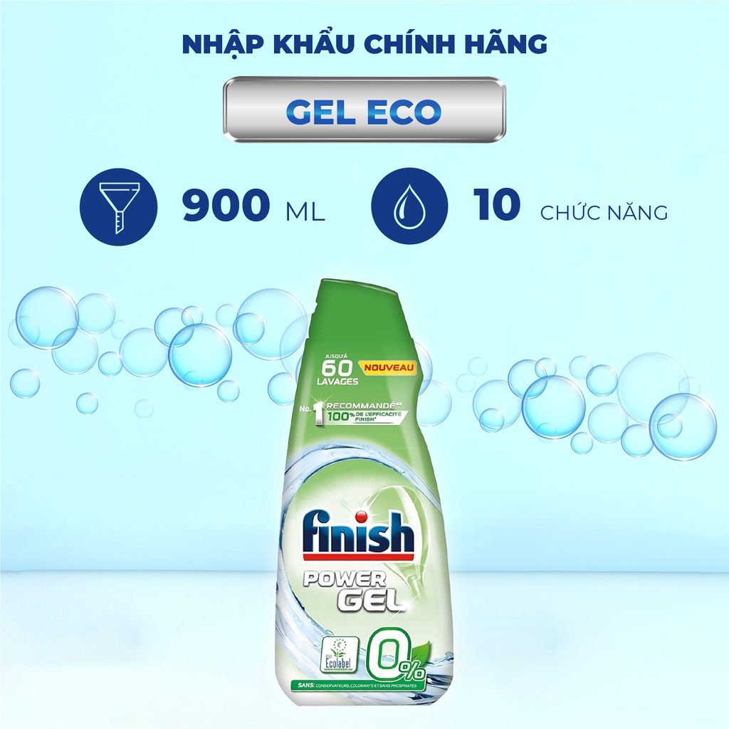  Gel rửa chén Finish Eco 0% 900ml