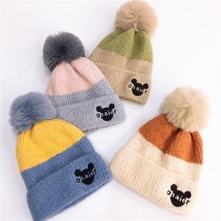 Nón Len Hai Lớp Hình Chuột Mickey Giữ Nhiệt Mùa Thu Đông 20# Màu Sắc Dễ Phối Đồ Cho Bé WHe8