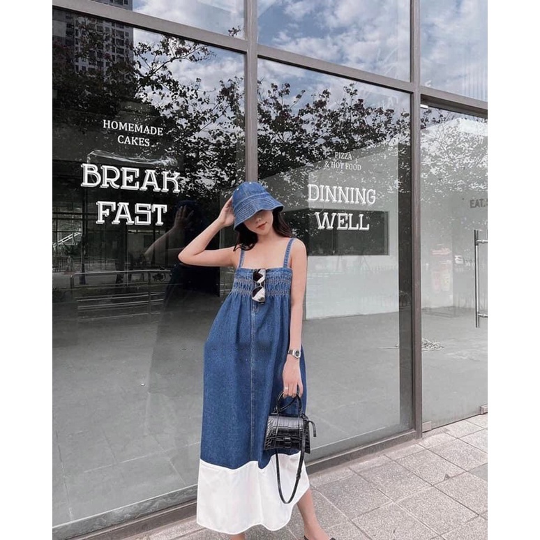 Váy bò, váy hai dây bò chun ngực dáng xuông cá tính