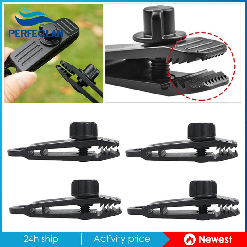 Set 4 Kẹp Lều Cắm Trại Bằng Nylon Chịu Được Sức Nặng Kèm Vít Cố Định Ngón Tay