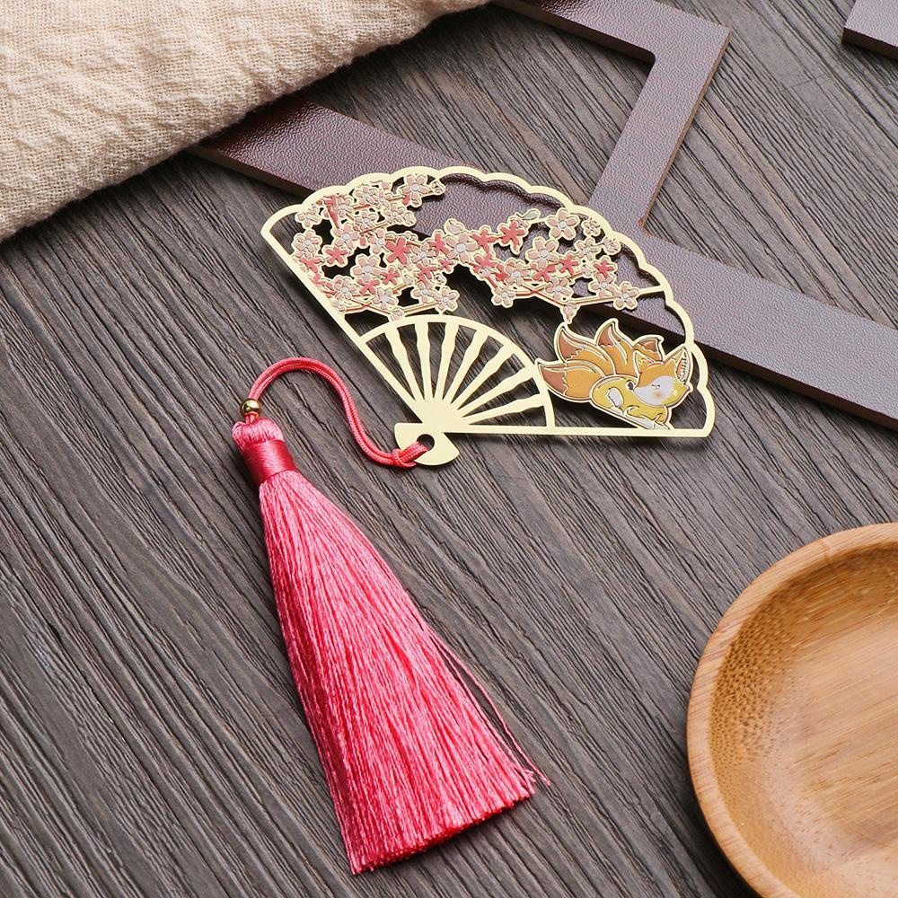 CHOOKEY Thẻ Đánh Dấu Trang Sách Bằng Đồng Thau Phối Tua Rua Phong Cách Trung Hoa