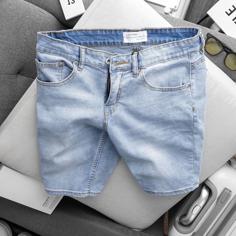 Quần short jean nam cao cấp jean co giãn dáng suông vnxk