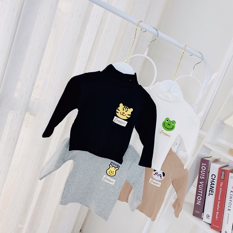 Áo Cotton Len Cổ 3 Phân Giữ Nhiệt Cho Bé