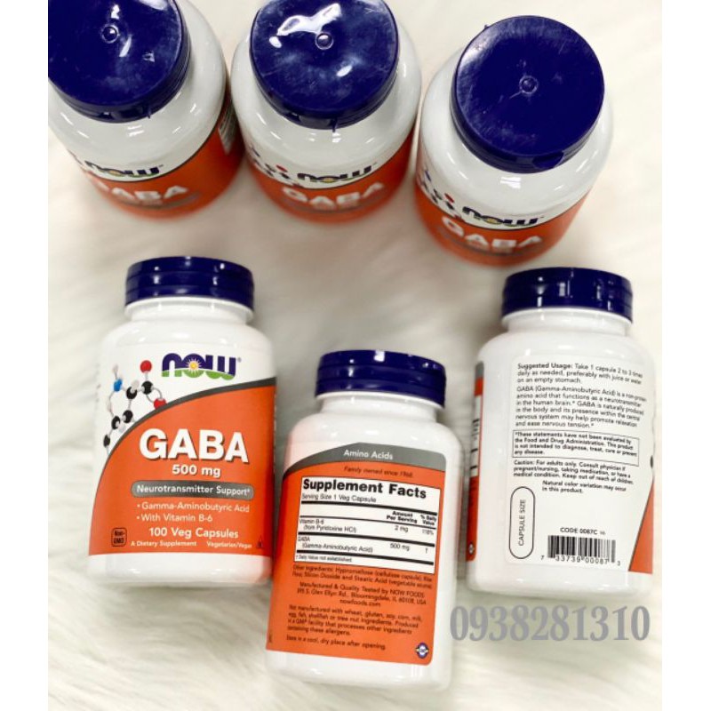 Now Food Gaba hỗ trợ chức năng thần kinh 500mg 100v | Thế Giới Skin Care