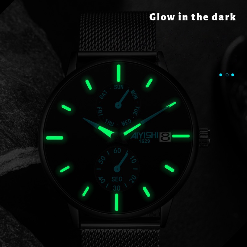 Đồng hồ nam chính hãng cao cấp đẹp dây thép lưới TITANIUM chống nước giá rẻ thời trang  W20