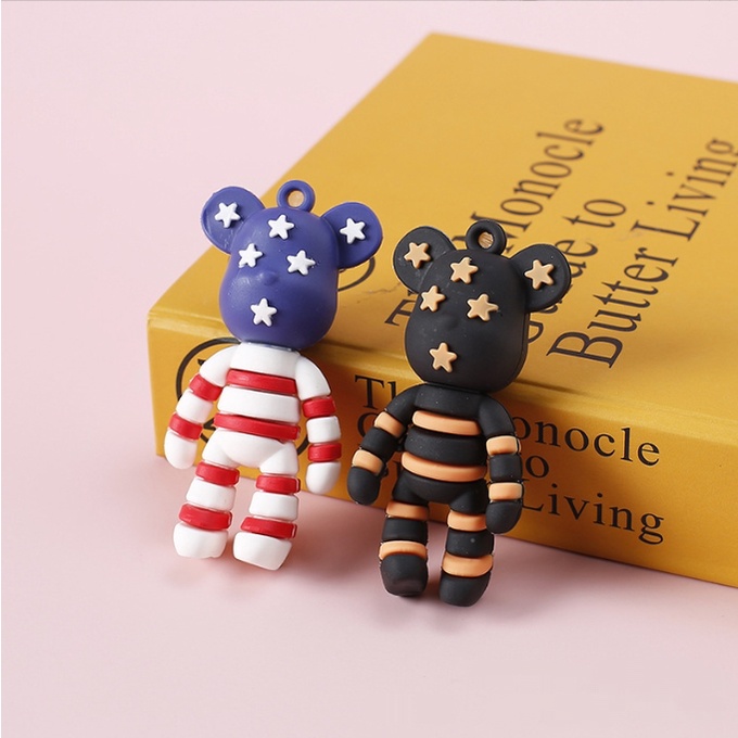 Mô hình gấu BearBrick làm móc khóa, trang trí Jibbitz, DIY