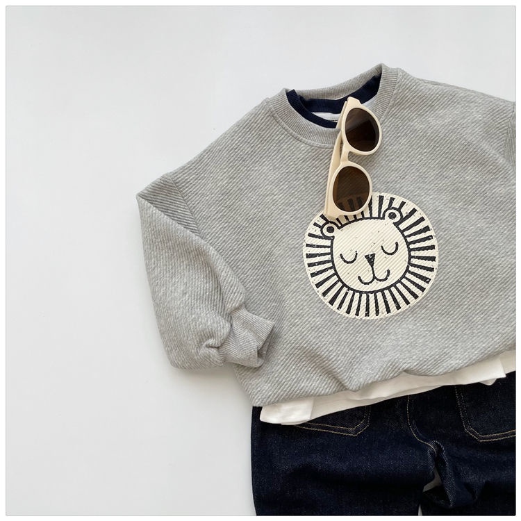 Áo Sweater dáng rộng in họa tiết thời trang mùa thu cho bé trai
