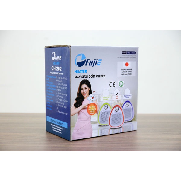 Quạt Sưởi Gốm Mini FujiE CH-202 CN Nhật Bản máy sưởi ấm không đốt oxi,không phát sáng, tự ngắt an toàn- BH1 năm