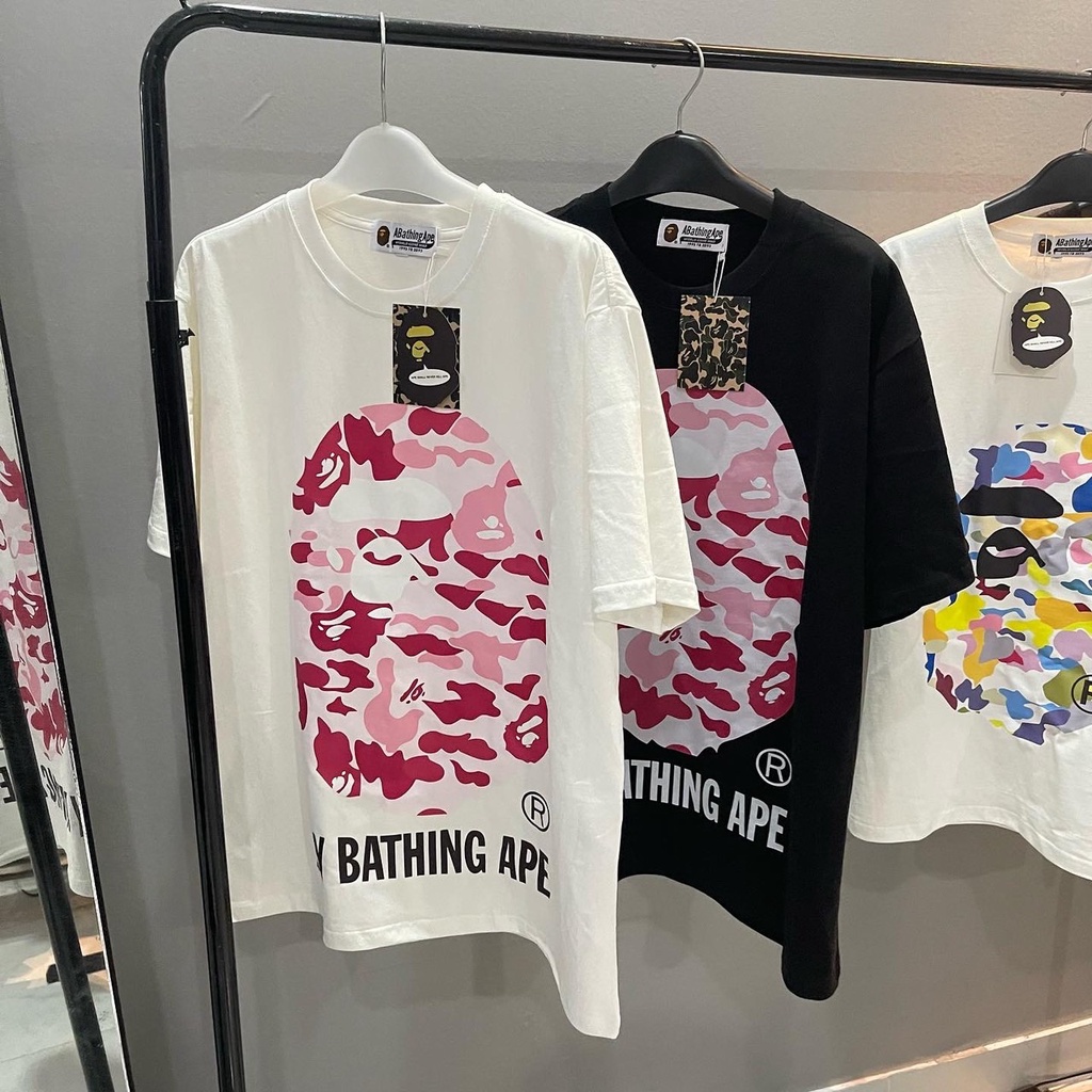 Áo Thun Bape MCM Vải Cotton Cao Cấp Tay Lỡ Unisex Hot Trend 2023