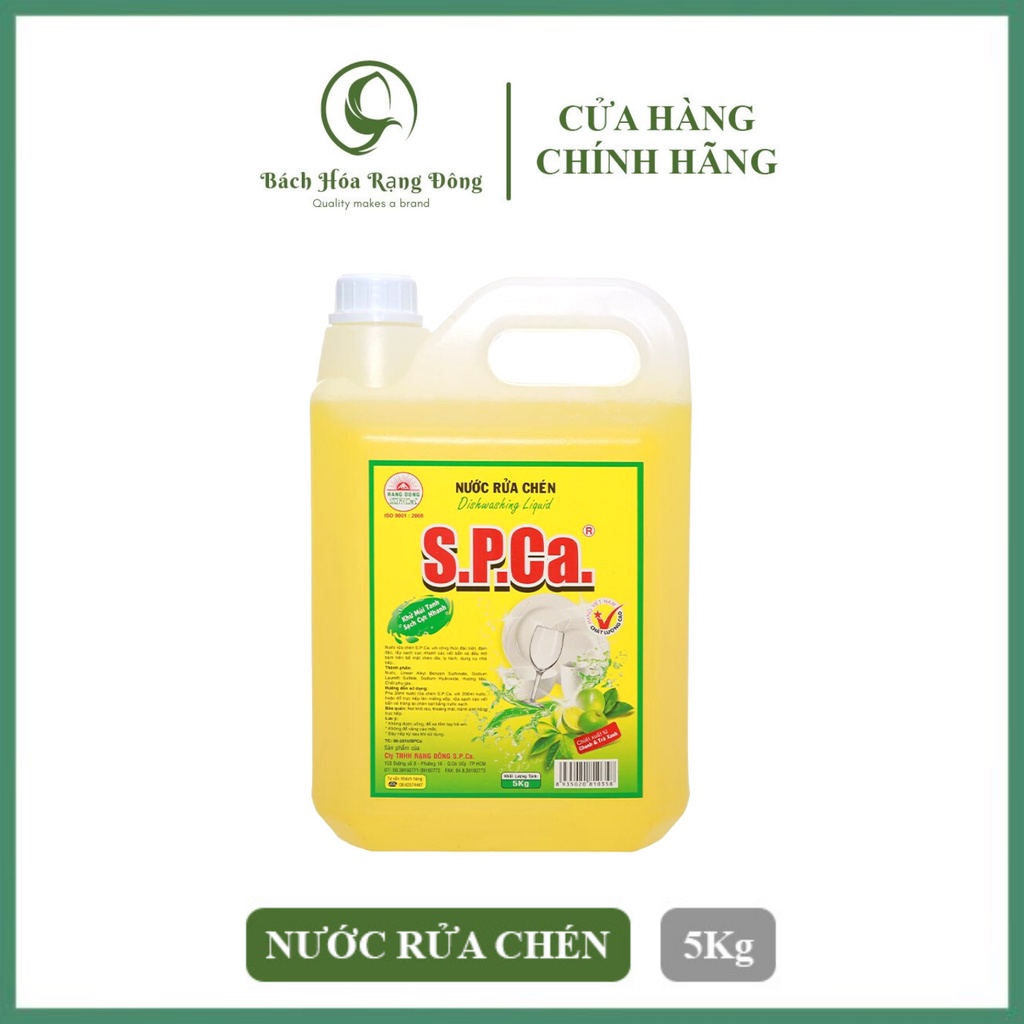 Nước Rửa Chén Cao Cấp SPCa 5Kg Nước Rửa Bát Đậm Đặc Chiết Xuất Chanh Và Trà Xanh