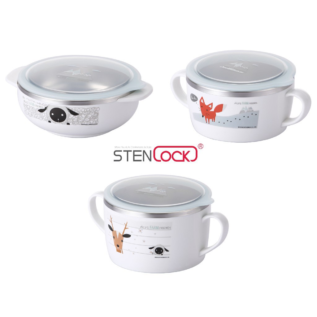 Bát STENLOCK ăn dặm Inox có nắp cho bé