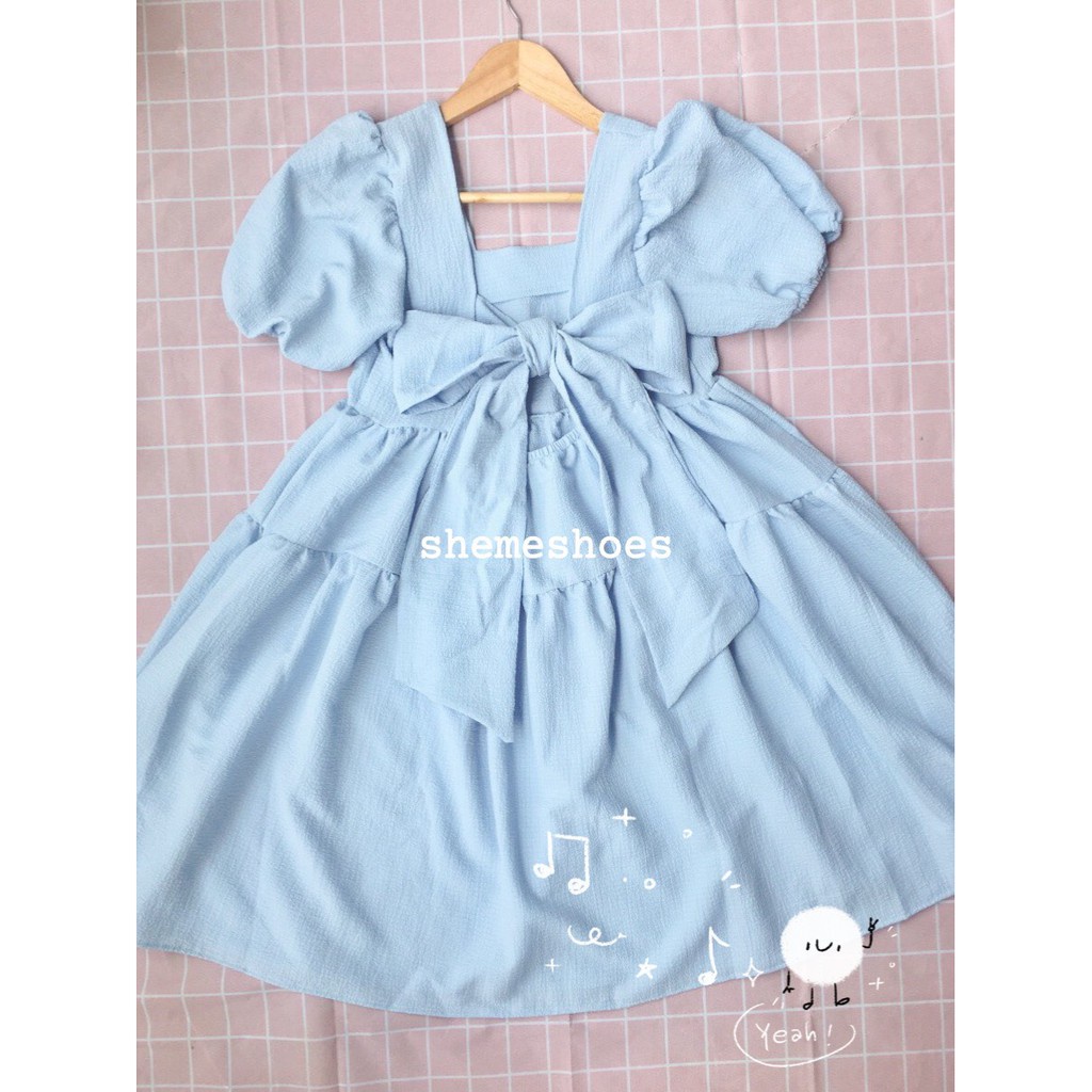 Váy Trắng xoè Thắt Nơ Sau Lưng, Đầm Trắng Dáng Babydoll xốp nhẹ bồng bềnh siêu xinh. MIALA SHOP