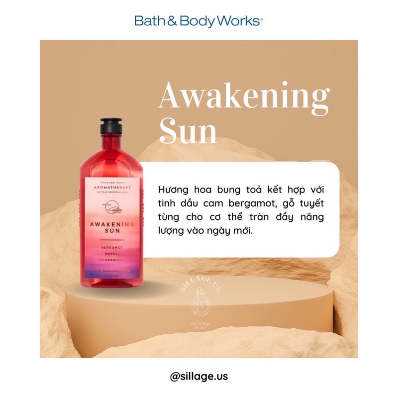 Lotion và sữa tắm BBW Awakening Sun Mỹ.