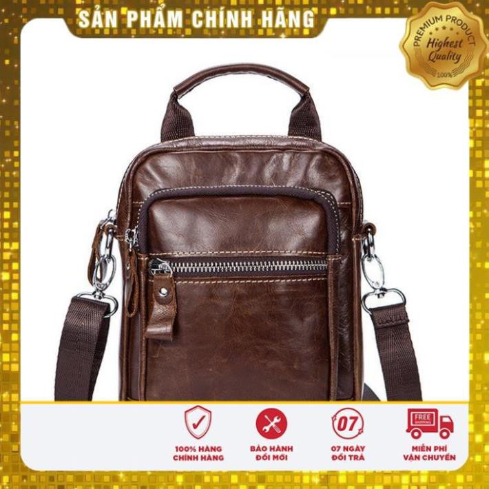 [BẢO HÀNH DA 1 NĂM] Túi Đeo Chéo Đựng Điện Thoại IP086 Da Bò Thật