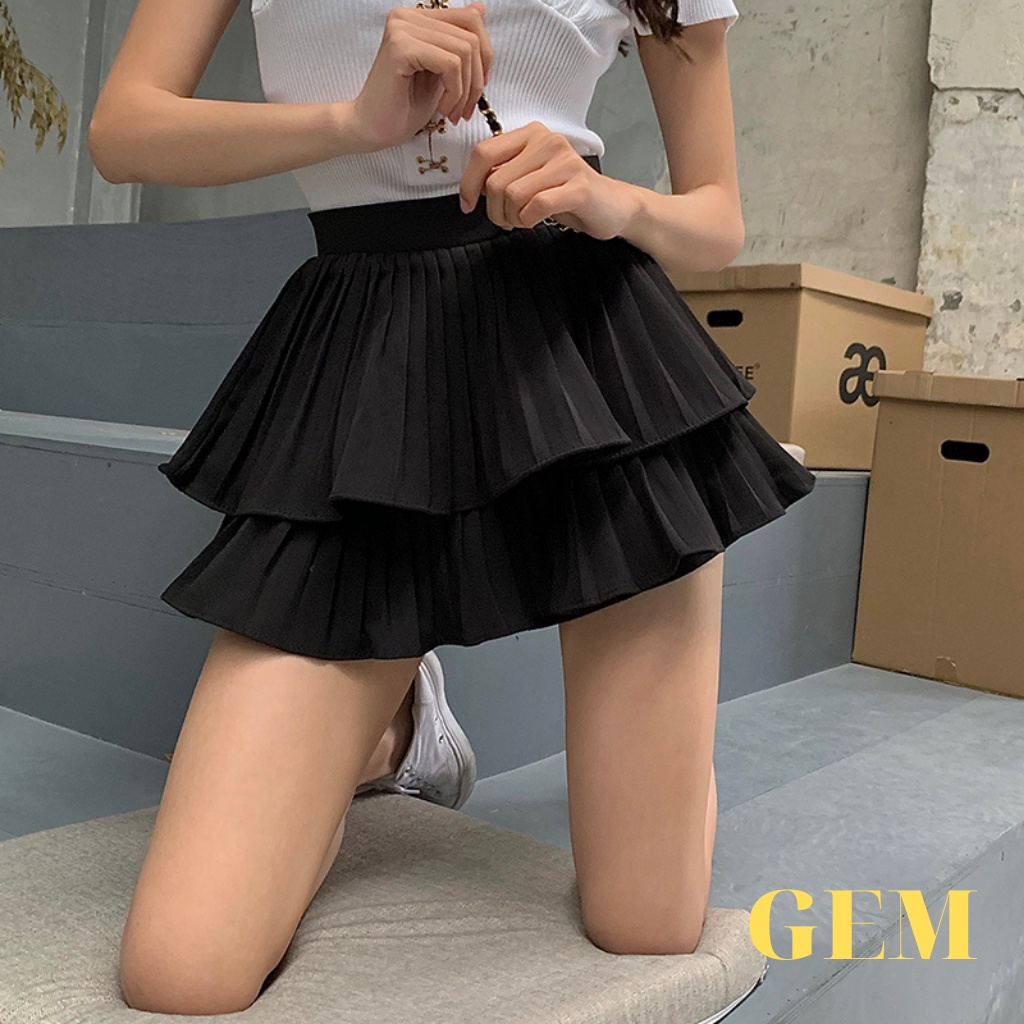 Chân váy xếp ly công sở ngắn xòe 2 tầng