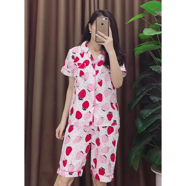Bộ pijama thôi thái áo cộc quần ngố chất dày đẹp k nhăn