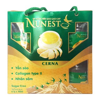 Lốc yến sào cao cấp nhân sâm collagen không đường Nunest Cerna (6 lọ x 70ml)
