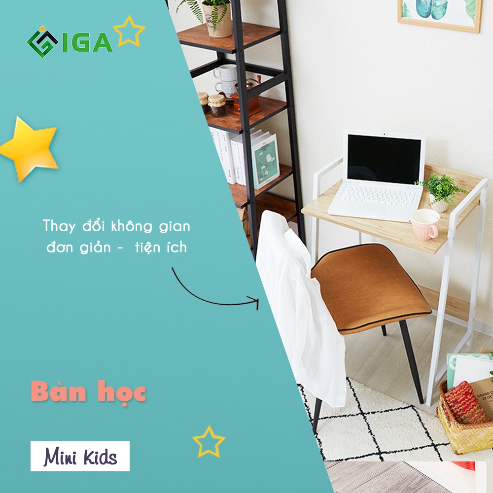 Bàn học, bàn ăn mini cho bé, bàn trà gỗ khung sắt tiện lợi- GM16