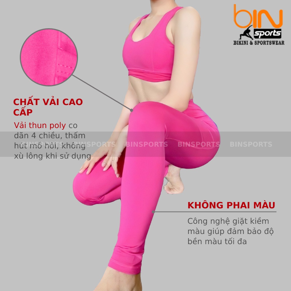 Đồ Tập Gym Yoga Nữ Bộ Quần Dài Áo Bra Đan Dây Kèm Mút Cao Cấp Bin Sport BD001