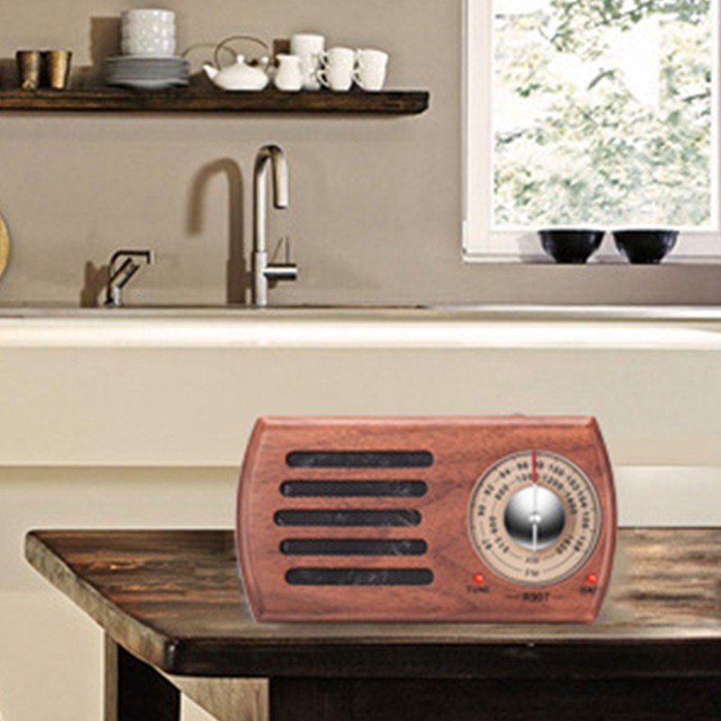 Retro Walnut Battery-Powered Radio, with the Best Reception Function, Headphone Jack, Walking and Traveling