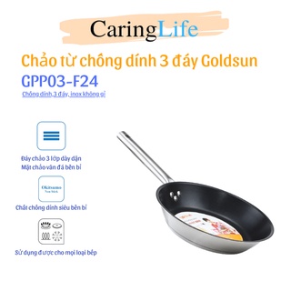 Chảo chống dính Inox 3 đáy Goldsun GPP03 24 28 Cm Hàng chính hãng
