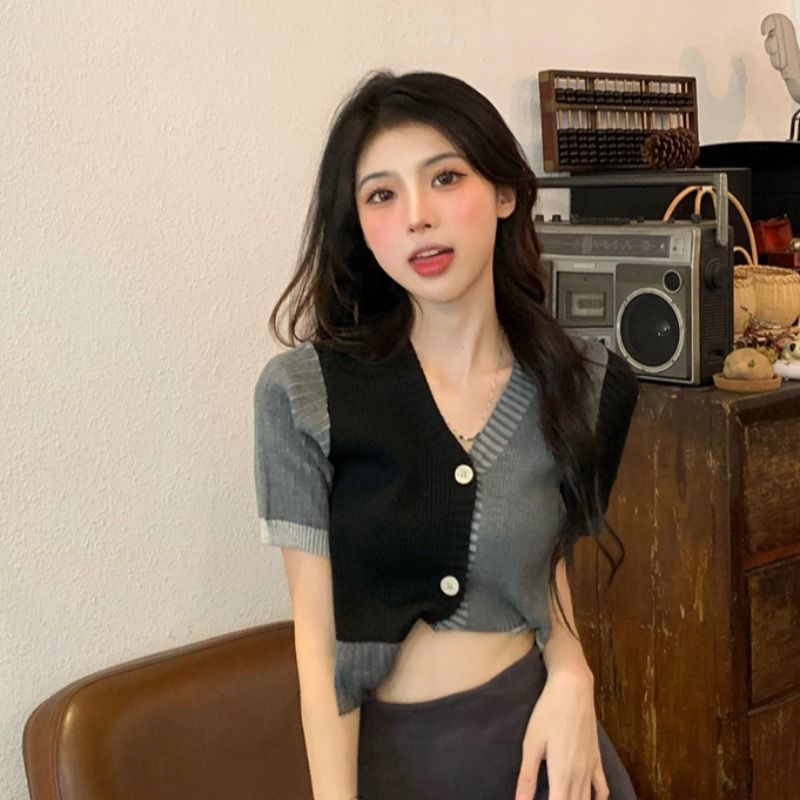 B&amp;G Áo cardigan Dệt Kim Mỏng Cổ Chữ V Dáng Ôm Thời Trang Dành Cho Nữ Mã 2022 Áo phông Nữ JL-TX-144