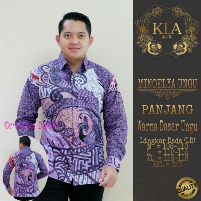 Nugroho Áo Sơ Mi Nam Dài Tay Nhiều Lớp Cotton PRIMISIMA BATIK Hoa Oải Hương Tím