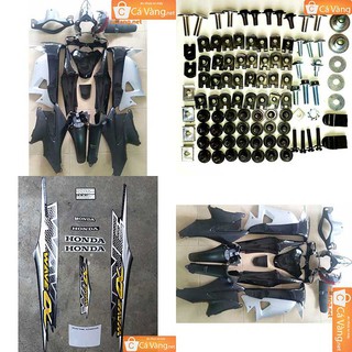 Dàn Áo nhựa + Tem xe + Ốc Wave Alpha RS - nhựa trắng CAO CẤP màu ĐEN
