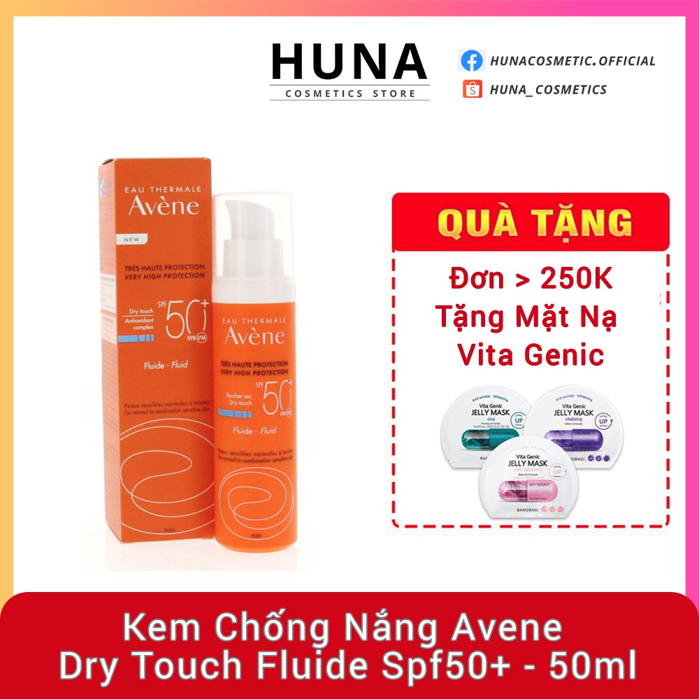 (AUTH- PHÁP) Kem chống nắng Avene Dry Touch Fluide SPF50+ 50ml