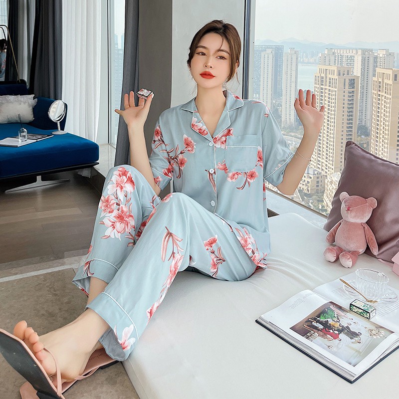 Pajamas Đồ Ngủ Mặc Nhà Lụa Mềm Mịn FreeSize AMANTA AMTPY017
