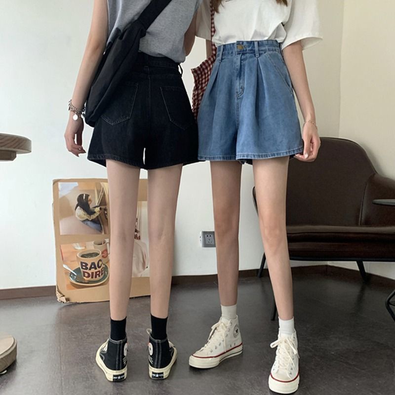 Quần Short Denim Lưng Cao Ống Rộng Thời Trang Dành Cho Nữ