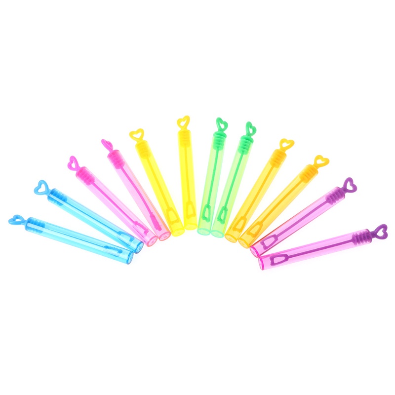 Bộ 12 Đồ Chơi Chai Thổi Bong Bóng Xà Phòng Hình Trái Tim Thích Hợp Cho Bé