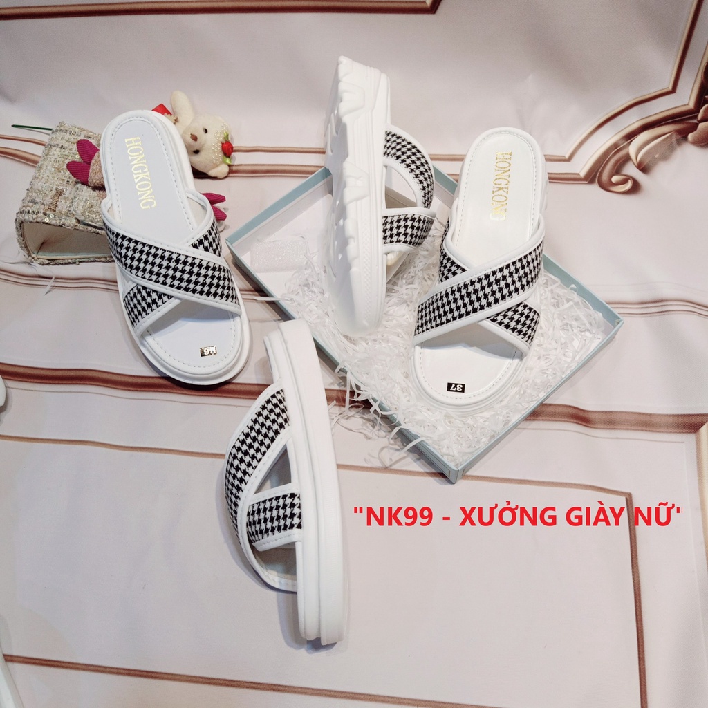 Dép Nữ QUAI CHÉO Đế Bánh Mì Êm Siêu Nhẹ Cao 3-5P Sang Chảnh Tôn Dáng