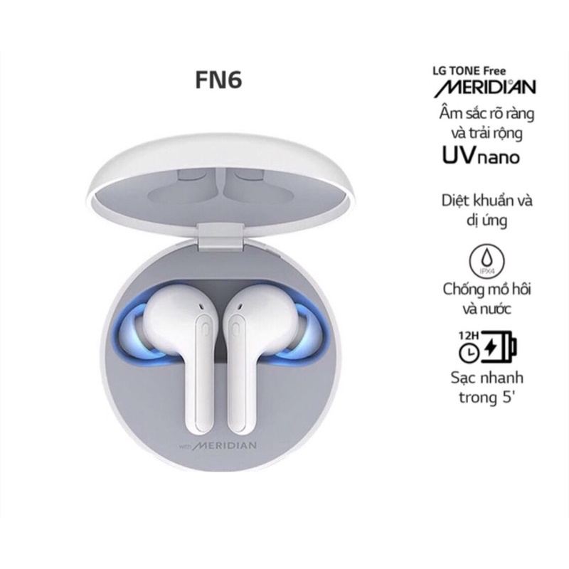LG Tone Free HBS-FN6 - Tai Nghe Không Dây, Tính năng diệt khuẩn UV Nanoi