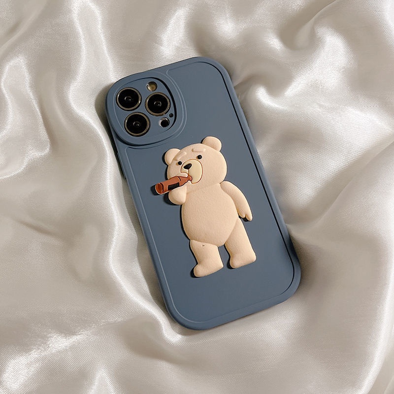Ốp Điện Thoại Hình Gấu Uống Bia Cho Iphone13 Pro max 11 Pro max 12 Pro max