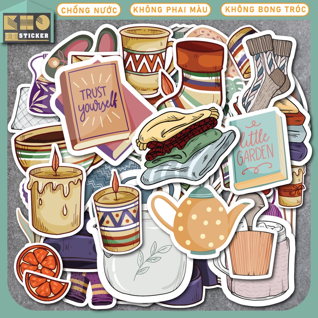 Nguyên bộ Sticker Vintage Things Set chống nước sticker dán laptop, điện thoại, đàn guitar, mũ bảo hiểm, vali. MSP: ST61
