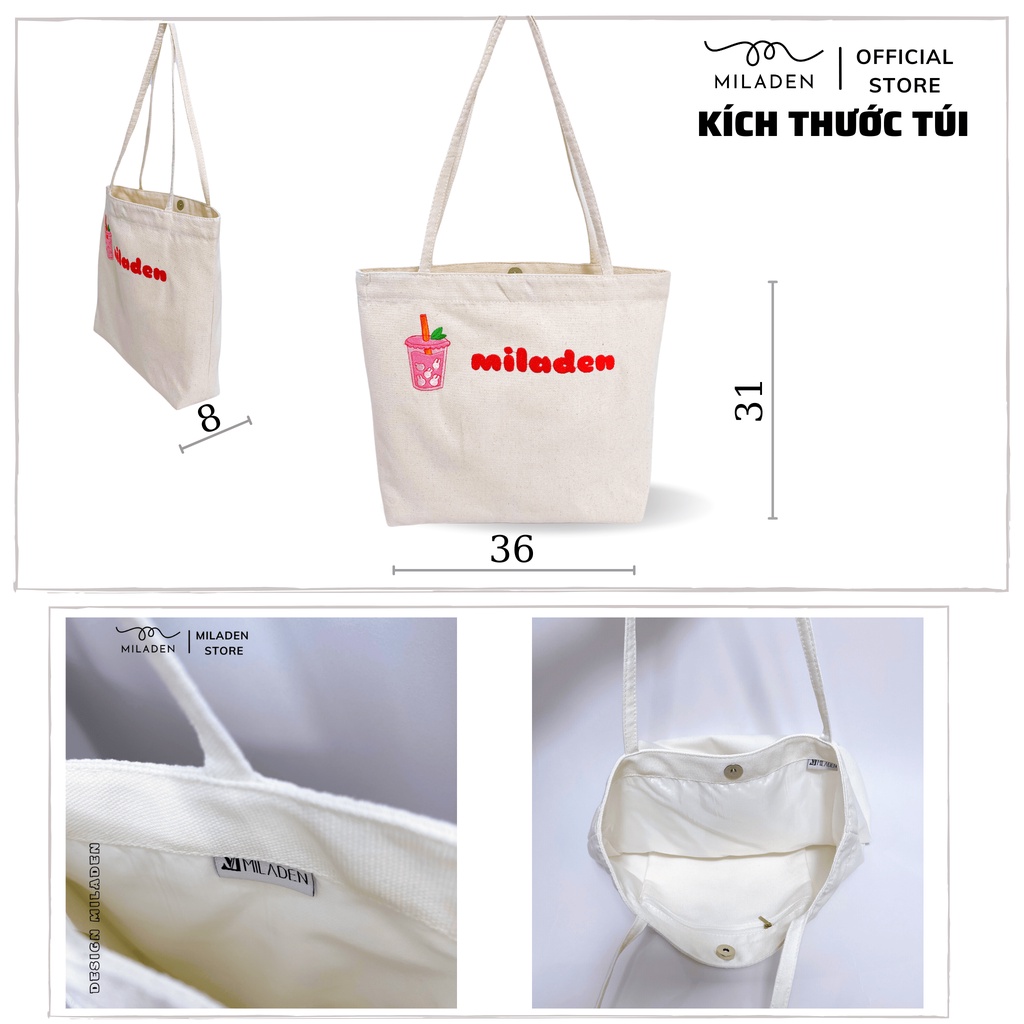 Túi vải tote canvas Milk Tea Miladen.