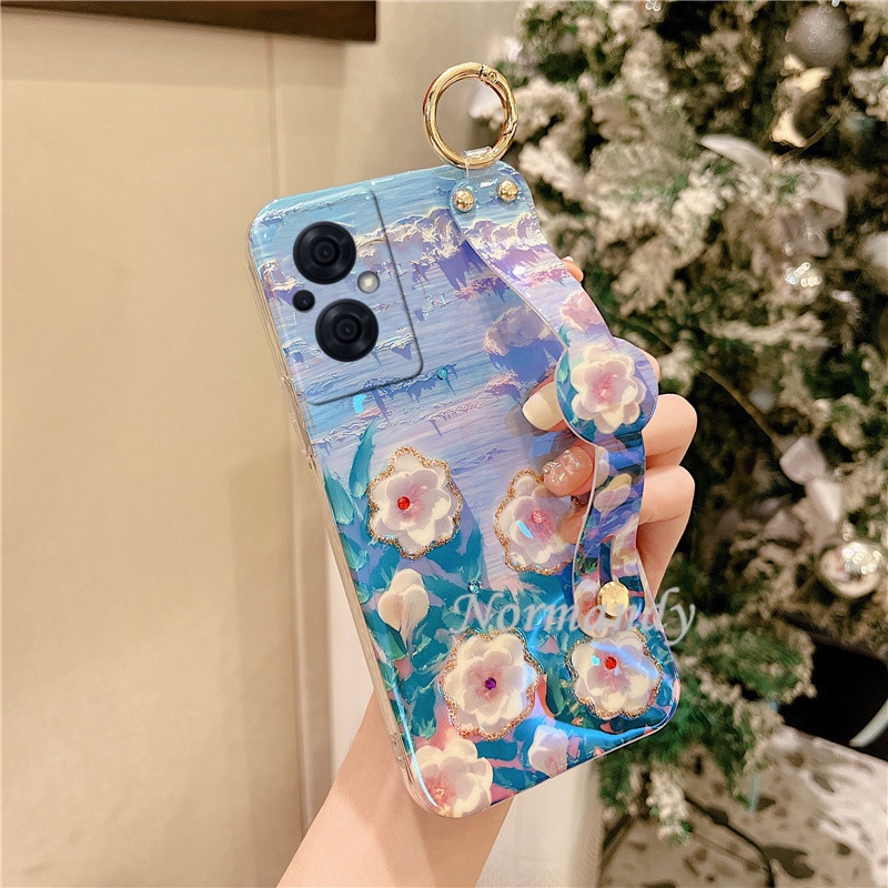 Ốp Điện Thoại Silicon Mềm Hình Hoa Trà Đính Đá Blu-ray 2022 OPPO Reno8 8Z 8Pro Reno7 7Z 7Pro Reno6 6Z Z Pro A57 A77 5G 4G